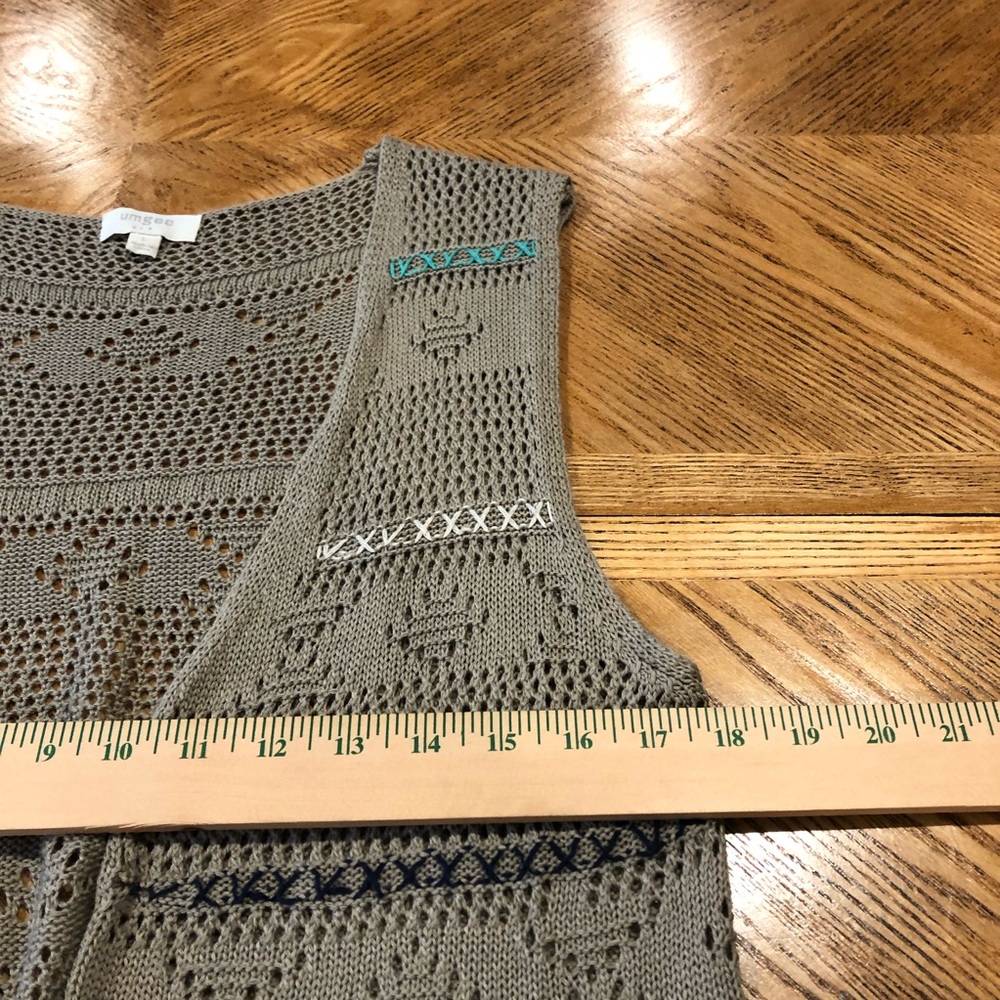 Umgee Boho Crochet Knit Fringe Open Vest Women Size Large Cotton Blend Festival - Picture 6 of 8